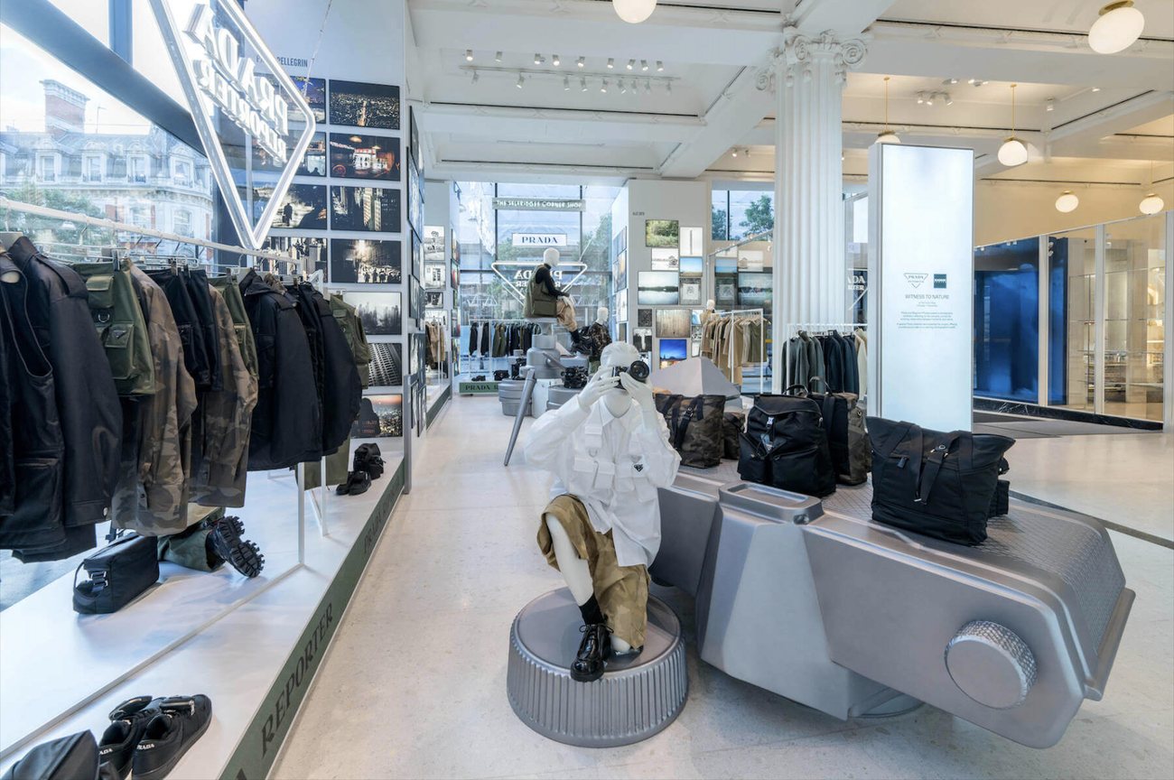 Prada Reporter interior, collection on display